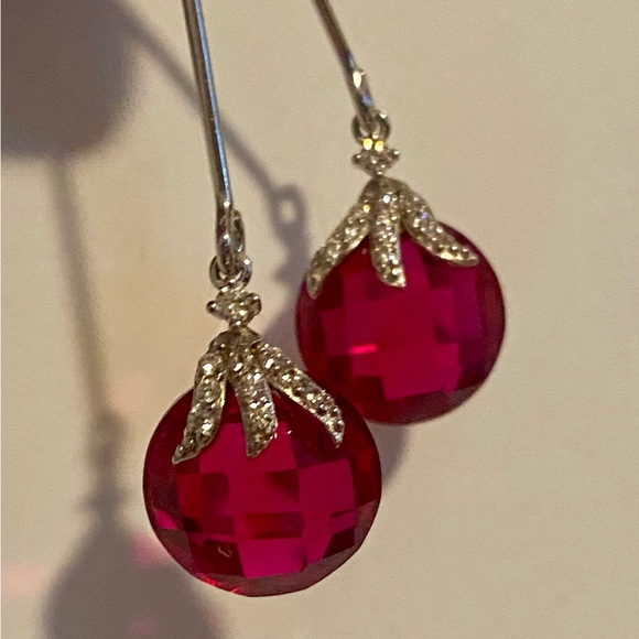 Gem Stone King Ruby  Sterling Silver Earrings - Picture 9 of 9